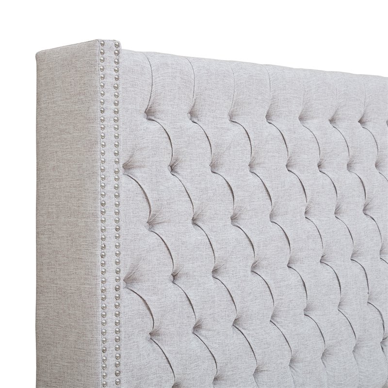 Madison Park Amelia Transitional Fabric and Wood Queen Headboard in Gray