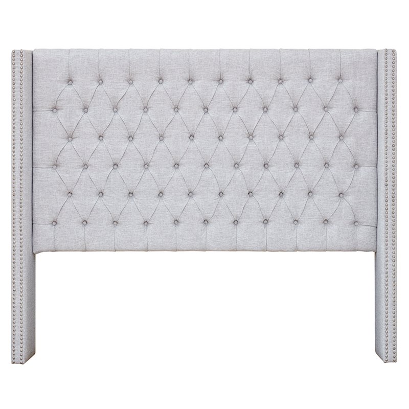 Madison Park Amelia Transitional Fabric and Wood Queen Headboard in Gray