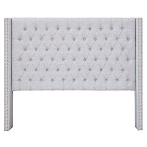 Madison Park Amelia Transitional Fabric and Wood Queen Headboard in Gray
