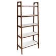 Madison Park Parker Mid-Century Rubber Wood Bookcase in Off White/Pecan