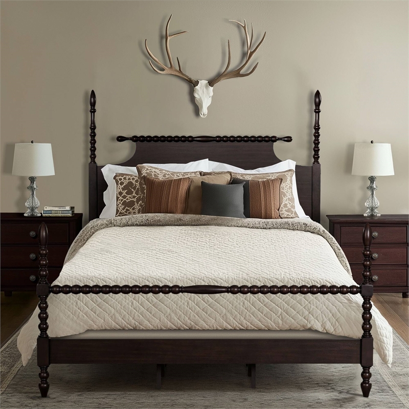 Madison Park Signature Beckett Traditional Wood King Bed in Deep Brown