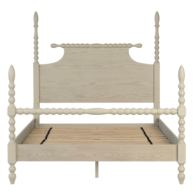 Madison Park Signature Beckett Traditional Wood Queen Bed in Cream