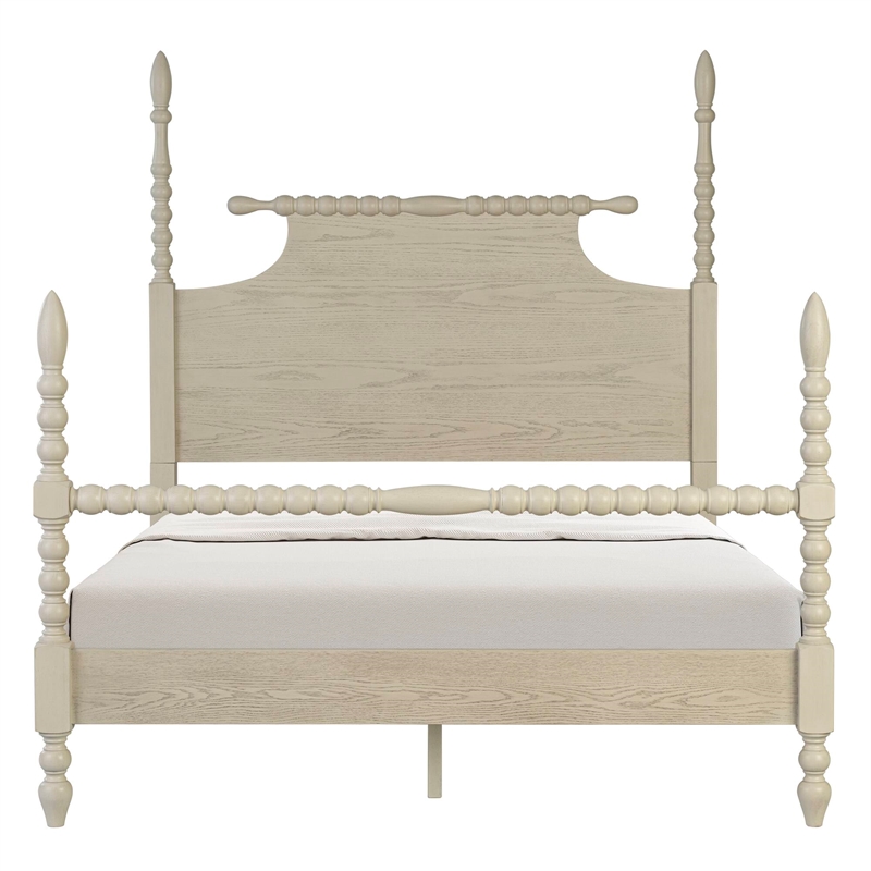 Madison Park Signature Beckett Traditional Wood Queen Bed in Cream