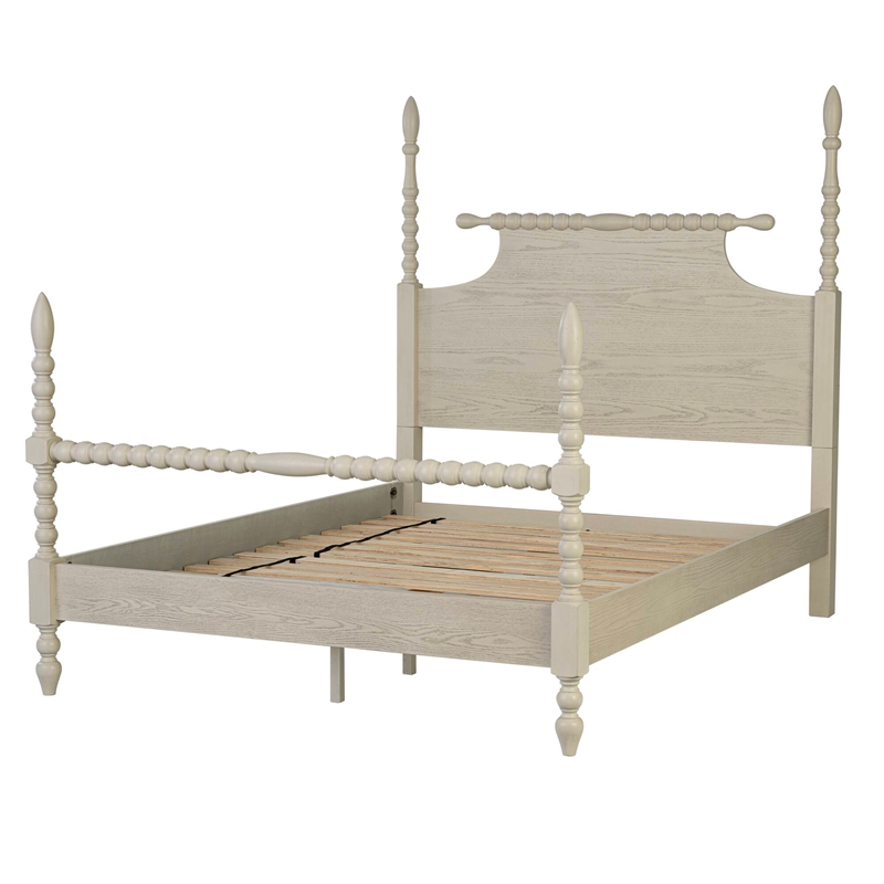 Madison Park Signature Beckett Traditional Wood Queen Bed in Cream