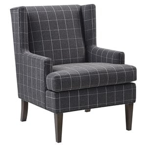 Martha Stewart Decker 37.5&quot Fabric and Solid Wood Accent Chair in Charcoal