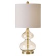 510 Design Ellipse Contemporary Glass and Fabric Table Lamps in Gold (Set of 2)