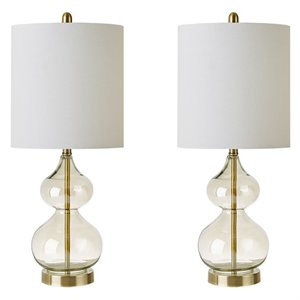 510 design ellipse contemporary glass and fabric table lamps in gold (set of 2)