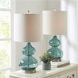 510 Design Ellipse Contemporary Glass and Fabric Table Lamps in Blue (Set of 2)