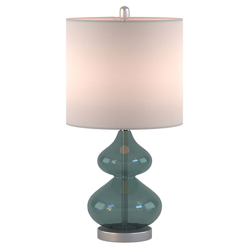 510 Design Ellipse Contemporary Glass and Fabric Table Lamps in Blue (Set of 2)