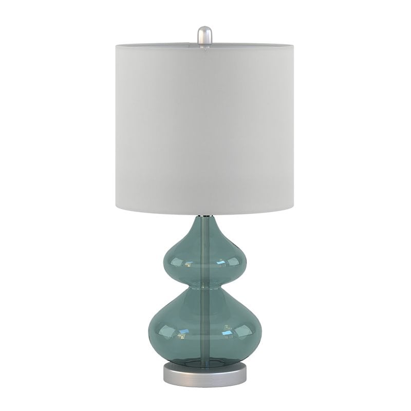 510 Design Ellipse Contemporary Glass and Fabric Table Lamps in Blue (Set of 2)