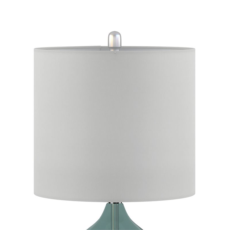 510 Design Ellipse Contemporary Glass and Fabric Table Lamps in Blue (Set of 2)