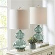 510 Design Ellipse Contemporary Glass and Fabric Table Lamps in Blue (Set of 2)