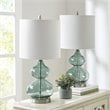 510 Design Ellipse Contemporary Glass and Fabric Table Lamps in Blue (Set of 2)