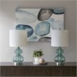 510 Design Ellipse Contemporary Glass and Fabric Table Lamps in Blue (Set of 2)