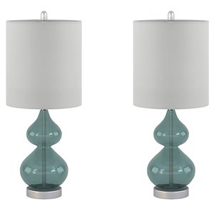 510 design ellipse contemporary glass and fabric table lamps in blue (set of 2)
