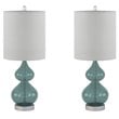 510 Design Ellipse Contemporary Glass and Fabric Table Lamps in Blue (Set of 2)