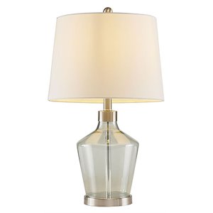 510 design harmony contemporary glass and fabric table lamps - silver (set of 2)