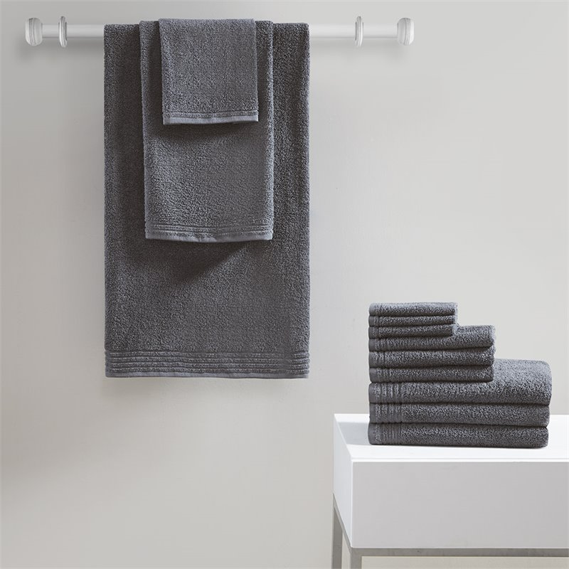 510 Design 12-Piece Contemporary Cotton Bath Towel Set in Gray