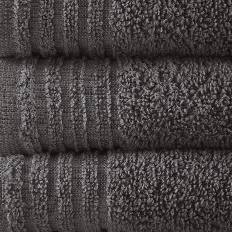 510 Design 12-Piece Contemporary Cotton Bath Towel Set in Gray