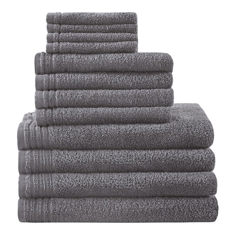 510 Design 12-Piece Contemporary Cotton Bath Towel Set in Gray