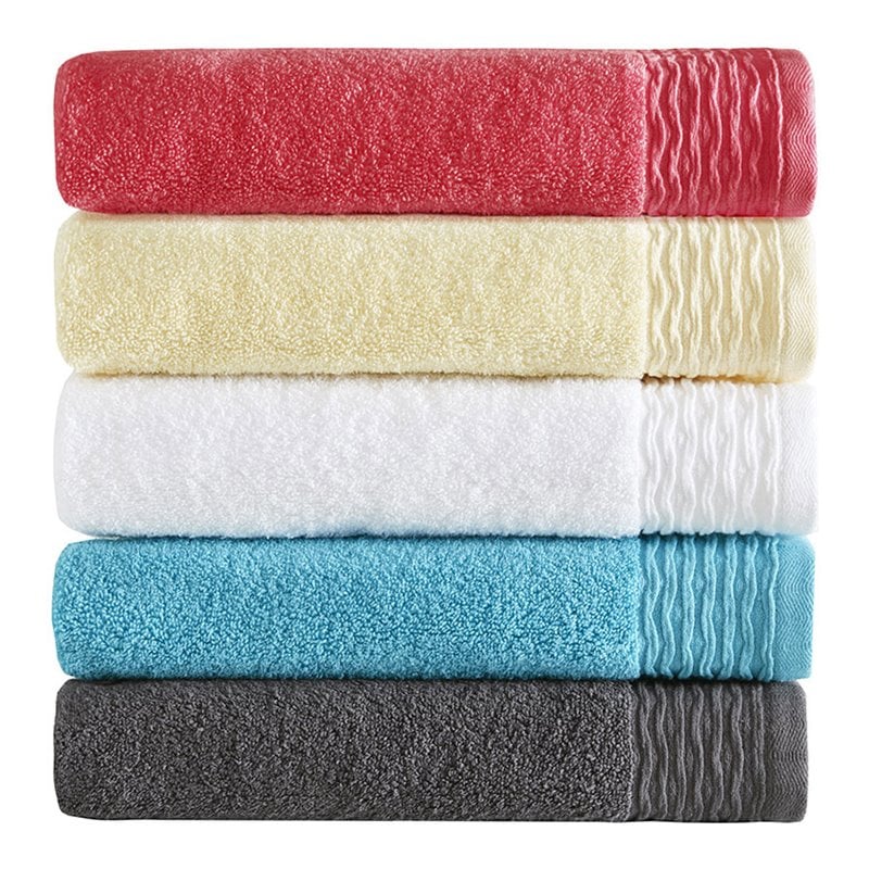 Madison Park - Breeze Jacquard Wavy Border Zero Twist Cotton Towel Set - Charcoal