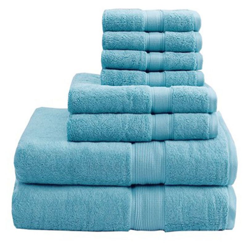 Madison Park Signature 8-Piece Modern Cotton Towel Set in Blue
