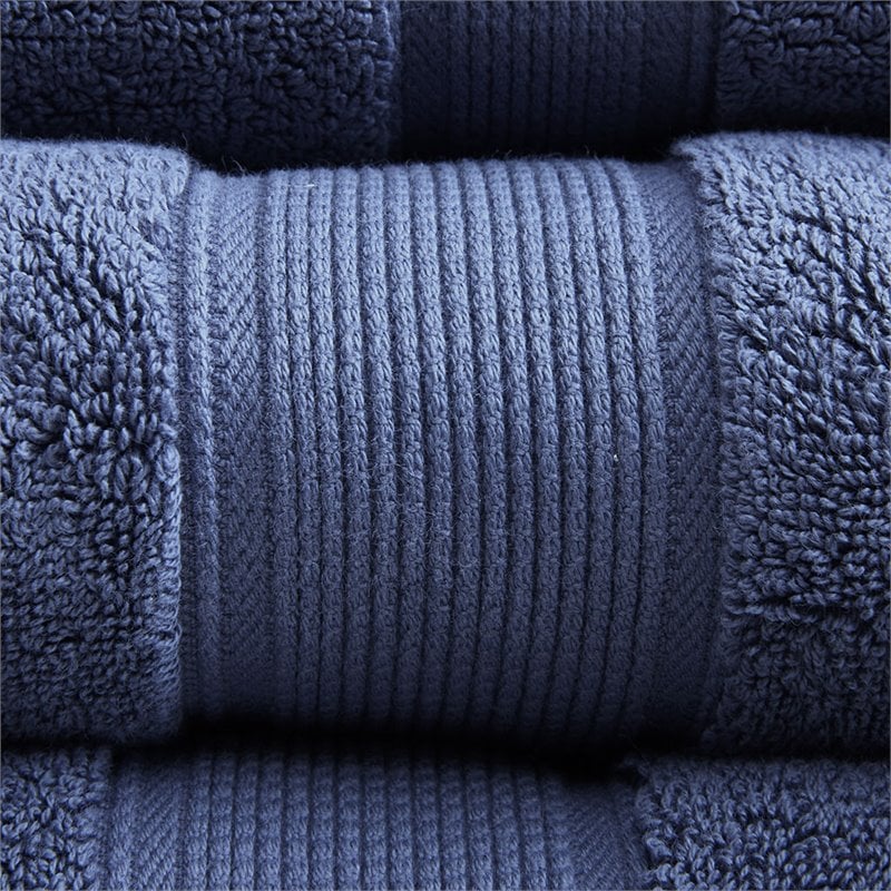 Madison Park Signature 8-Piece Modern Cotton Towel Set in Dark Blue
