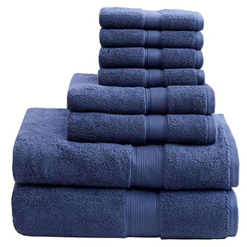 Madison Park Signature 8-Piece Modern Cotton Towel Set in Dark Blue