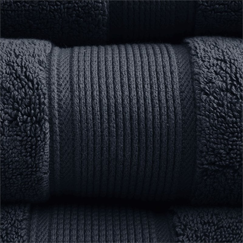 Madison Park Signature 8-Piece Modern Cotton Bath Towel Set in Black