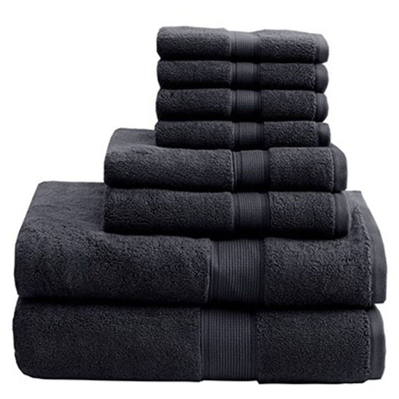 Madison Park Signature 8-Piece Modern Cotton Bath Towel Set in Black