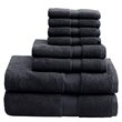 Madison Park Signature 8-Piece Modern Cotton Bath Towel Set in Black