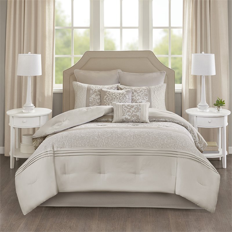 510 Design Ramsey 8-piece Microfiber Comforter Set w/ Quilting in Beige
