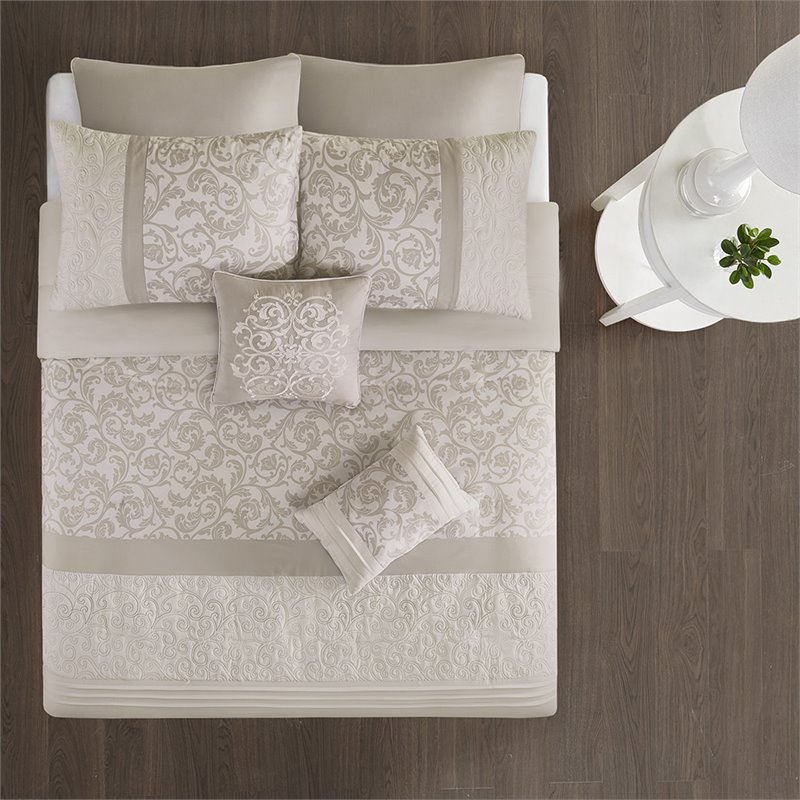 510 Design Ramsey 8-piece Microfiber Comforter Set w/ Quilting in Beige