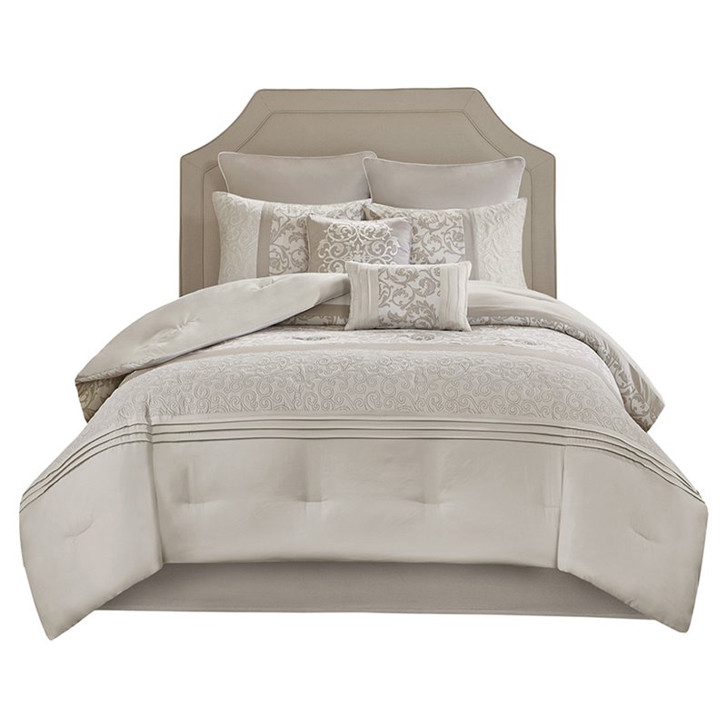 510 Design Ramsey 8-piece Microfiber Comforter Set w/ Quilting in Beige