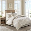 Harbor House Anslee Square Faux Linen Cotton Embroidered Pillow in Brown