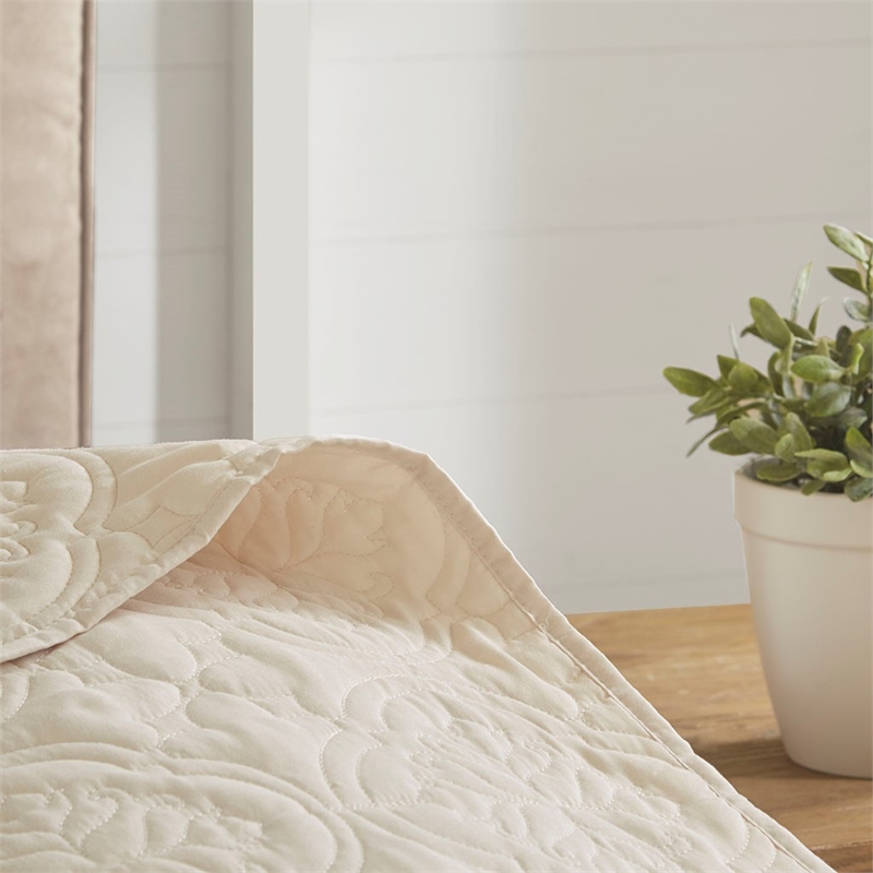 510 Design Oakley 3-Piece Polyester Microfiber Bedspread Set in Cream