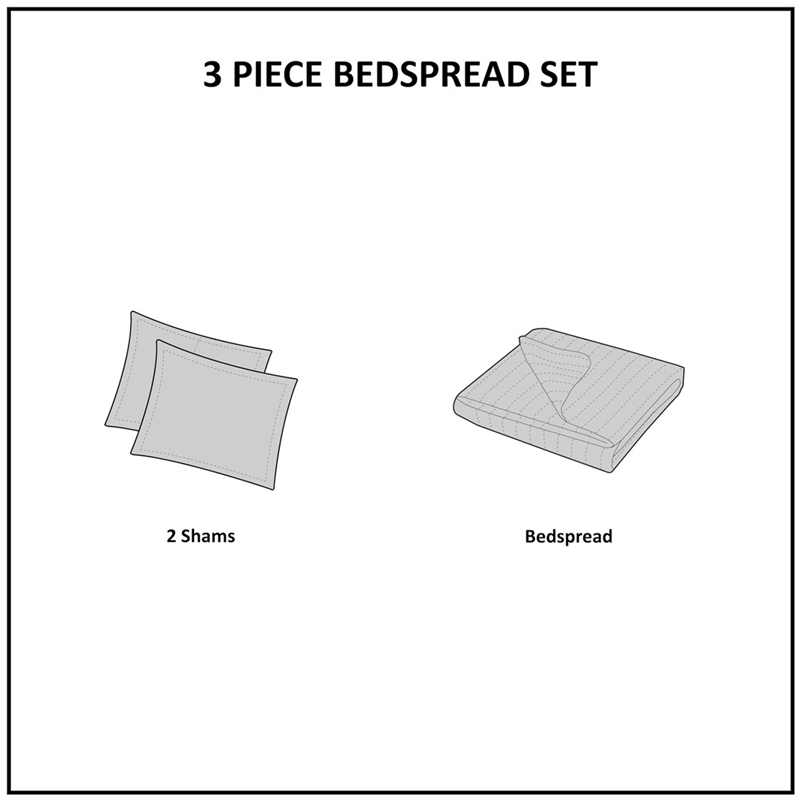 510 Design Oakley 3-Piece Polyester Microfiber Bedspread Set in Cream