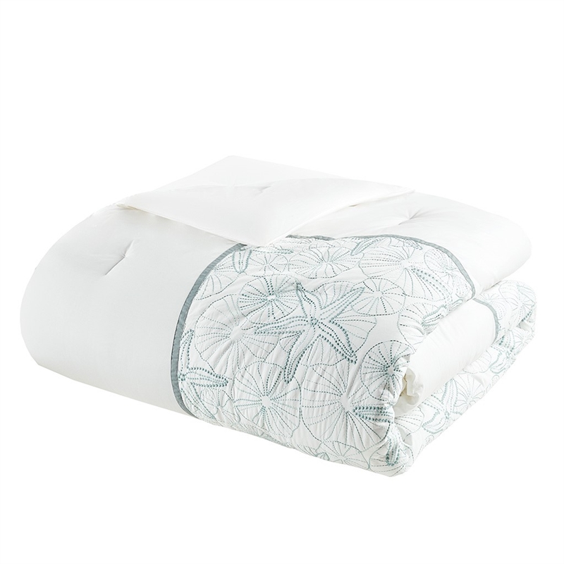 Harbor House Maya Bay 4-Piece Coastal Cotton Comforter Bedding Set in White