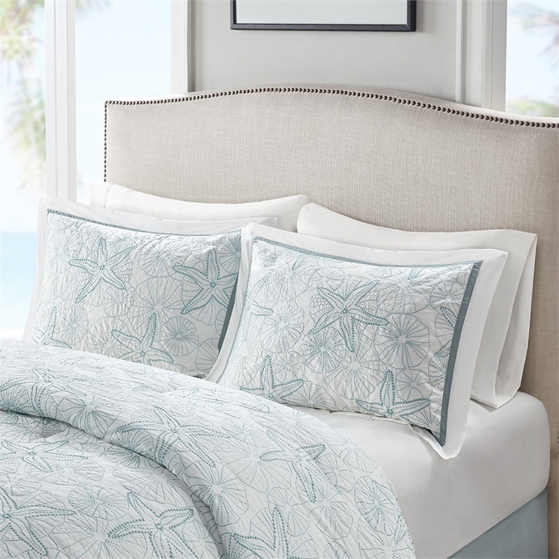 Harbor House Maya Bay 4-Piece Coastal Cotton Comforter Bedding Set in White