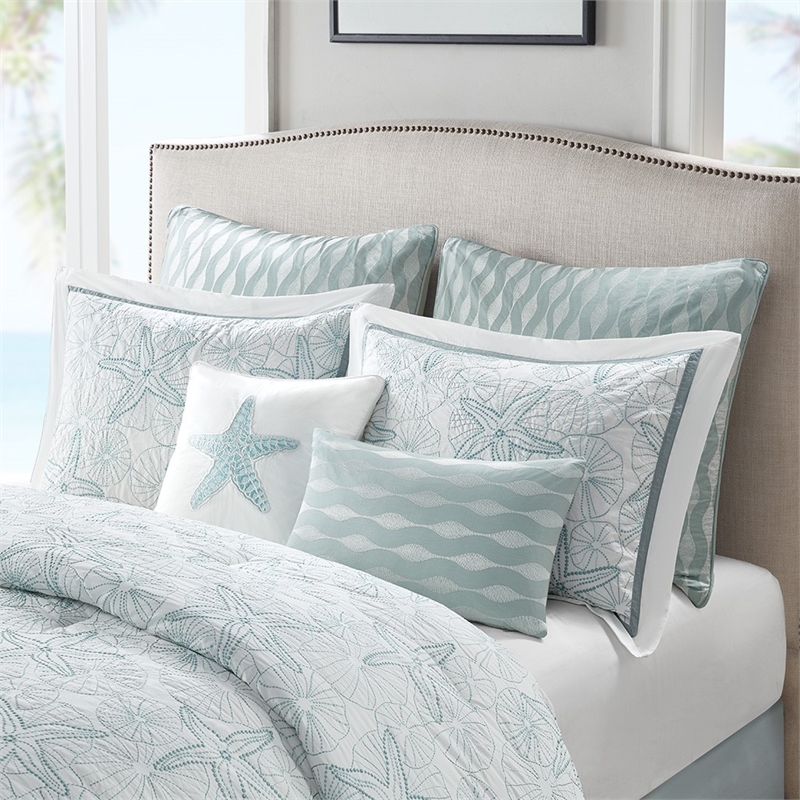 Harbor House Maya Bay 4-Piece Coastal Cotton Comforter Bedding Set in White