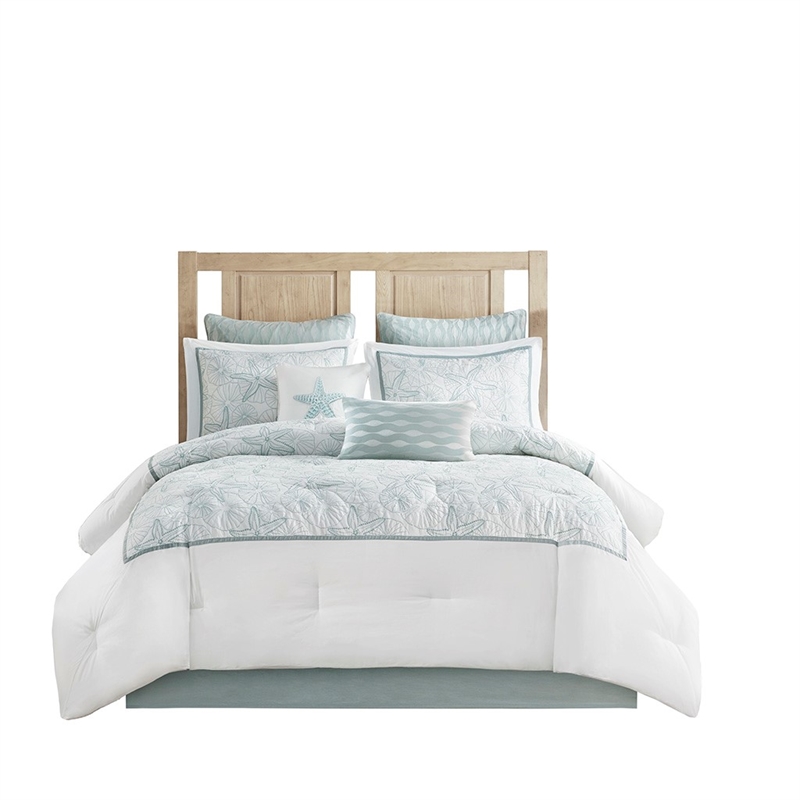 Harbor House Maya Bay 4-Piece Coastal Cotton Comforter Bedding Set in White