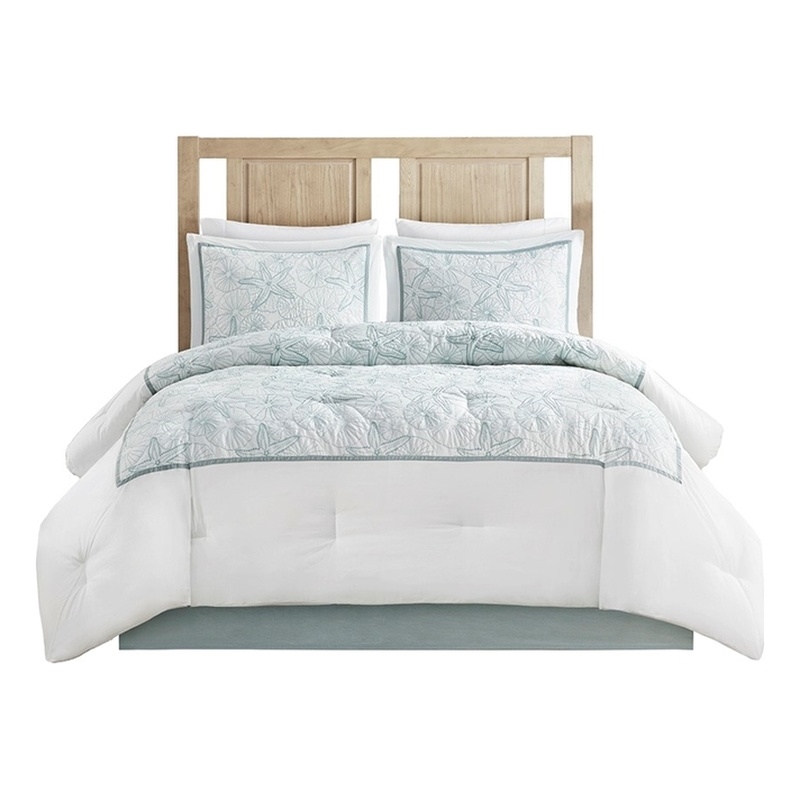 Harbor House Maya Bay 4-Piece Coastal Cotton Comforter Bedding Set in White