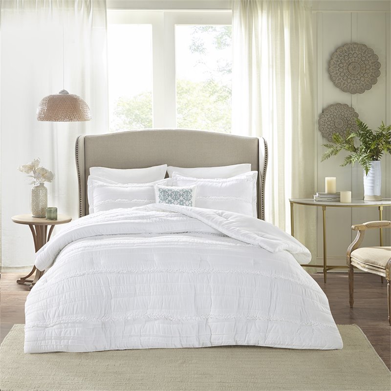 Madison Park Celeste 5-Piece Polyester Microfiber Comforter Set in White