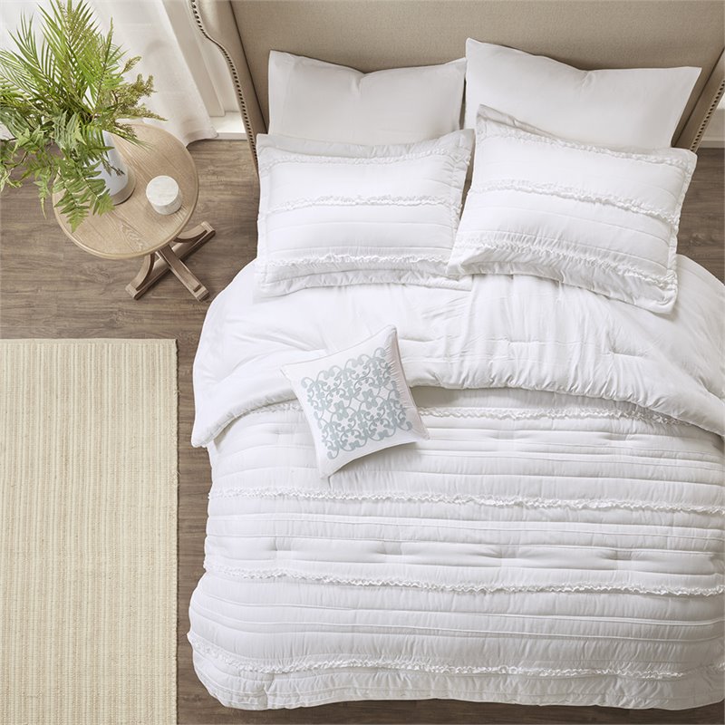 Madison Park Celeste 5-Piece Polyester Microfiber Comforter Set in White