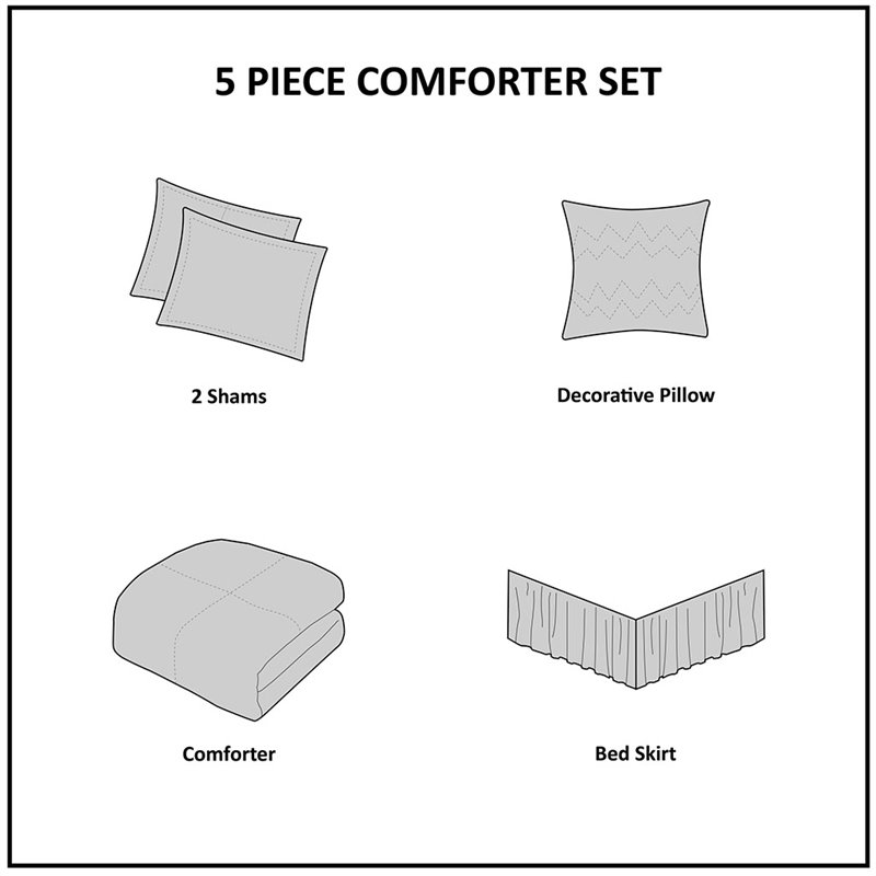 Madison Park Celeste 5-Piece Polyester Microfiber Comforter Set in White
