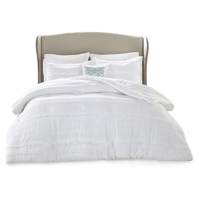 Madison Park Celeste 5-Piece Polyester Microfiber Comforter Set in White
