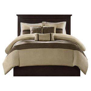 Madison Park Palmer 7-Piece Polyester Faux Suede Comforter Set in Natural