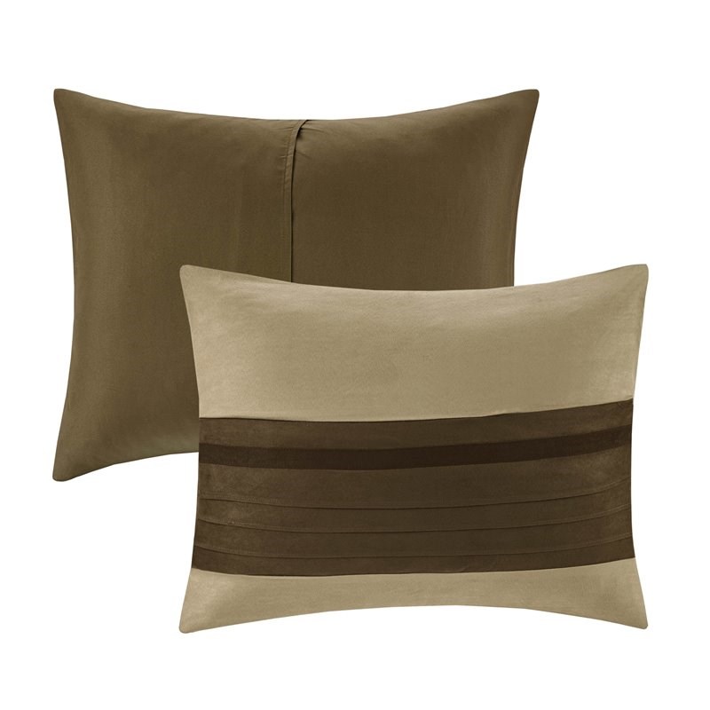 Madison Park Palmer 7-Piece Polyester Faux Suede Comforter Set in Natural