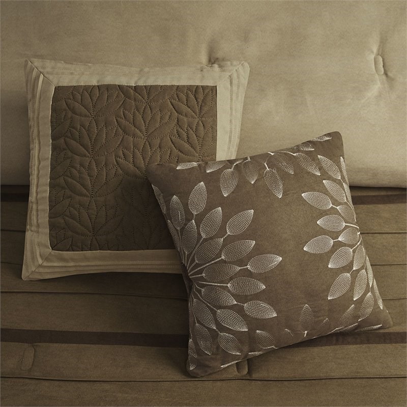 Madison Park Palmer 7-Piece Polyester Faux Suede Comforter Set in Natural