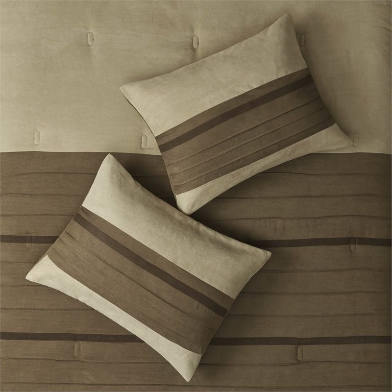 Madison Park Palmer 7-Piece Polyester Faux Suede Comforter Set in Natural